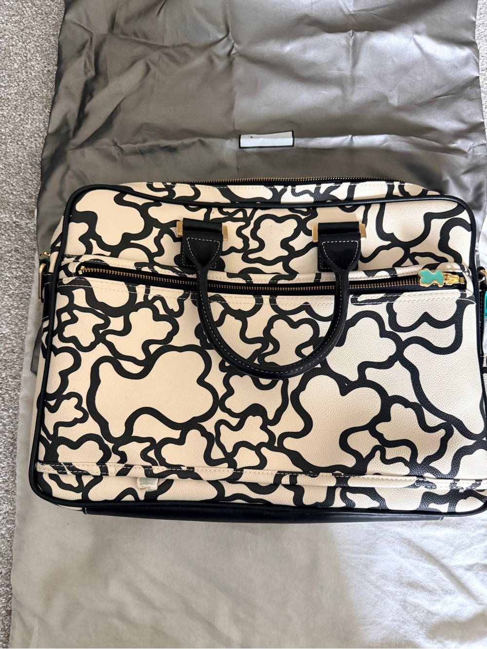 Tous Black & Cream Patterned Tote Bag